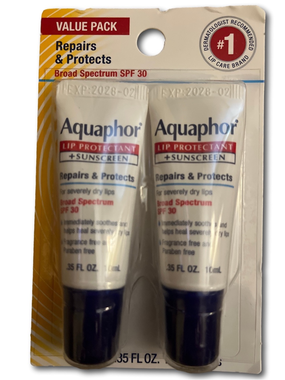 Aquaphor Repairs & Protects Lip Protectant + Sunscreen SPF 30 Value Pack